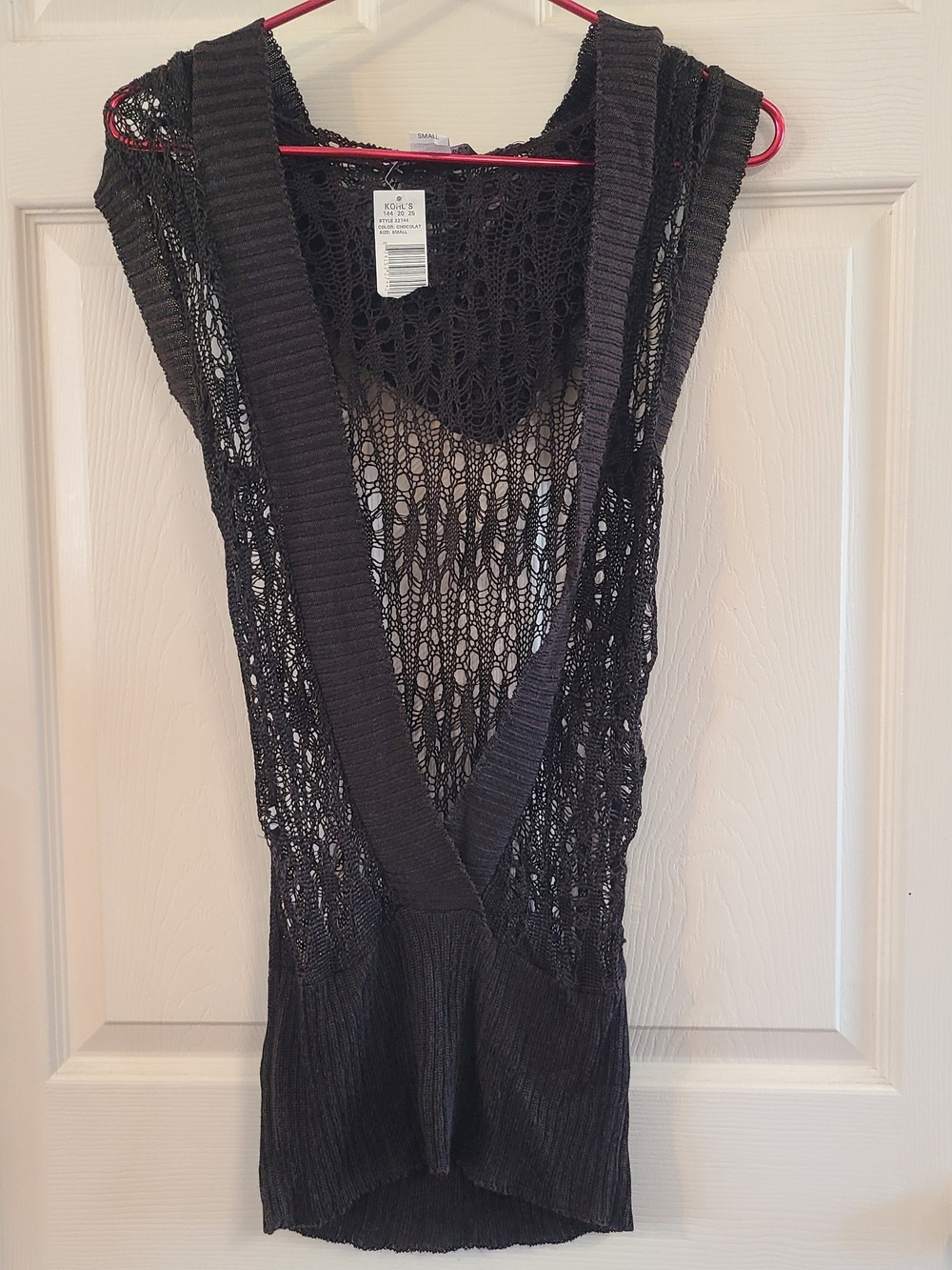 Say What? Y2K Chocolate Open-Knit Sleeveless Vest vintage